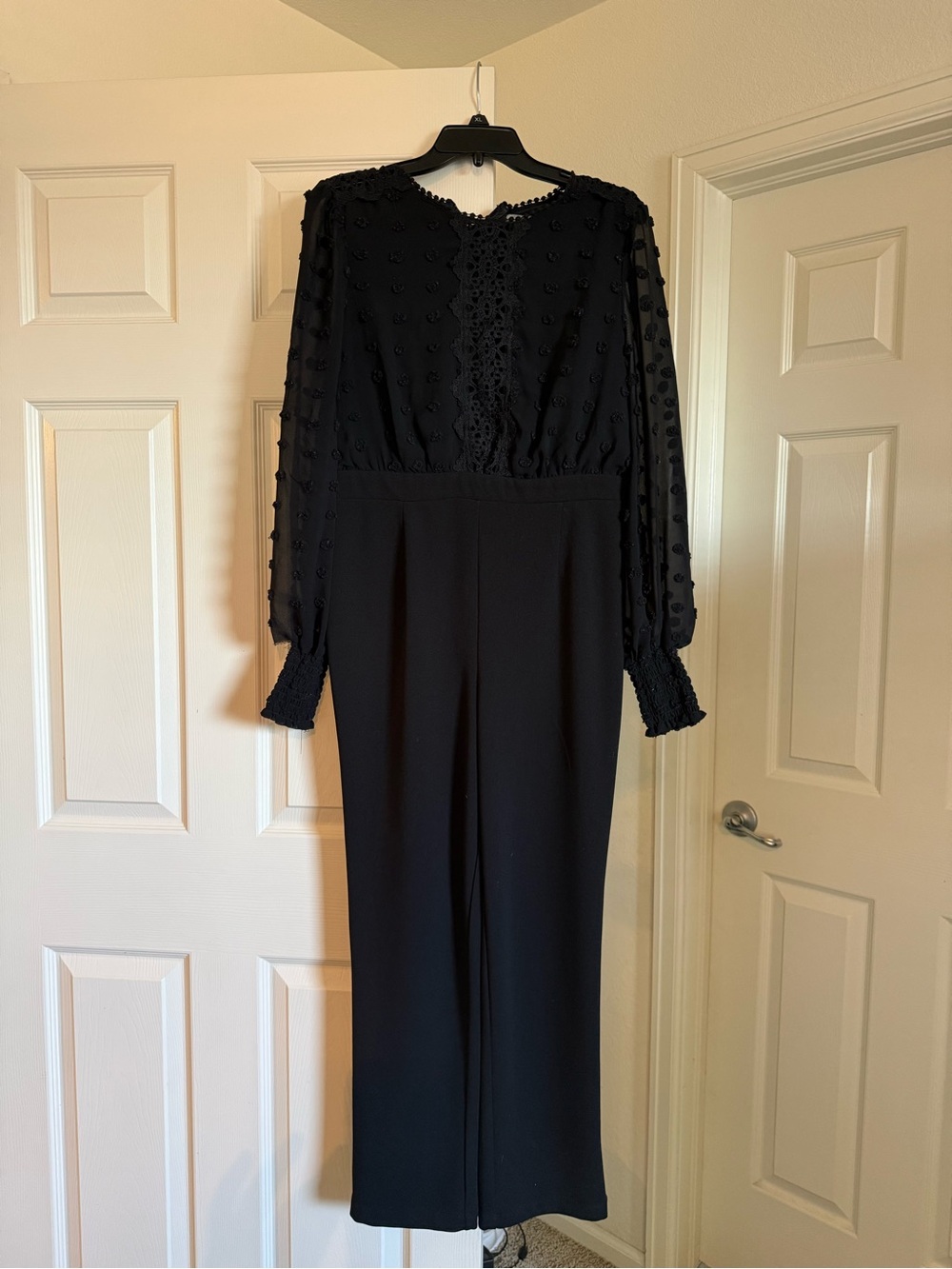 Love By Design Black Long-Sleeve Textured Jumpsuit